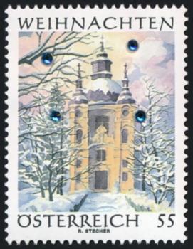 ANK 2653 V 24.11.2006 55 cents “Christmas 2006” test stamp with 4 Swarovski crystals