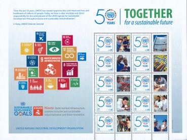 UNO Grußbogenmarken UNIDO Together 2016