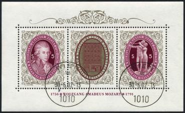 ANK 2052-2053 Block "W. A. Mozart" gestempelt mit letztem Verwendungstag 