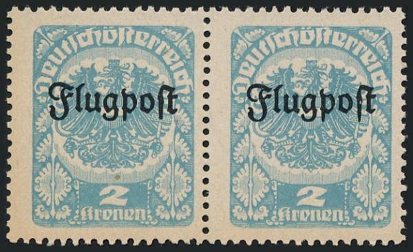 ANK (5) Paar Plattenfehler Flugpost 1922 nicht verausgabt PF (5) I.
