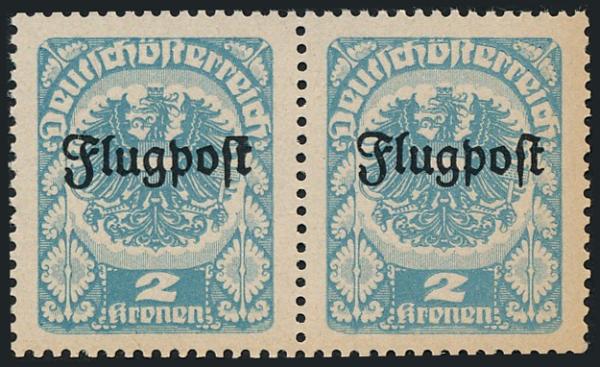 ANK (5) Paar Plattenfehler Flugpost 1922 nicht verausgabt PF (5) II.