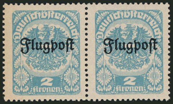 ANK (5) Pair of plate flaw stamps, Airmail 1922, not issued, PF (5) III. + PF (5) IV.
