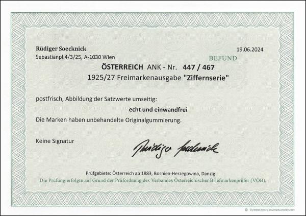 ANK 447–467 Set 1925/1927 “Numeral Series”