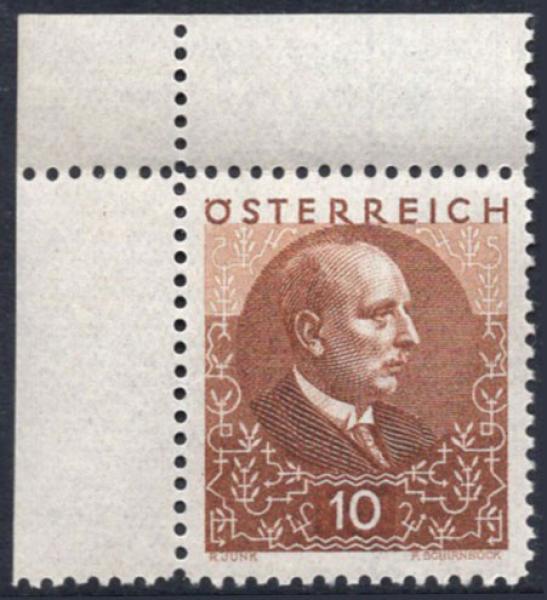 ANK 0512-0517 "Wilhelm Miklas" mint never hinged upper left corner edge pieces