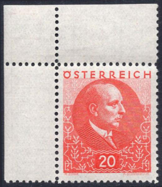 ANK 0512-0517 "Wilhelm Miklas" mint never hinged upper left corner edge pieces