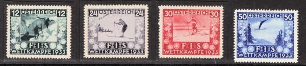 ANK 0551-0554 FIS I. FIS-Wettkämpfe Innsbruck 1933 kompletter Satz ungebraucht