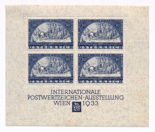 ANK 555 A "WIPA Block" WITH COVER 1933, 4 pieces of 50 + 50 Gr. violet-blue