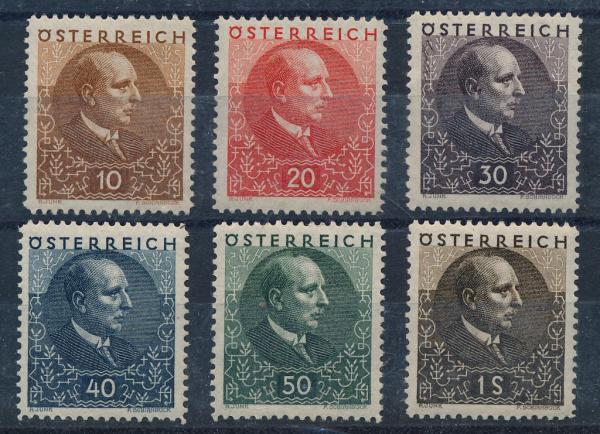 ANK 0512–517 “Wilhelm Miklas” – Federal President from 1928–1938