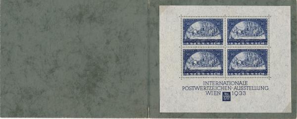 ANK 555 A "WIPA Block" WITH ENVELOPE 1933, 4 × 50+50 Groschen violet-blue