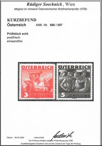 ANK 0586–587 Austrian Folk Costumes 1934/36