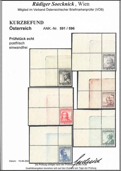 ANK 0591–596 Famous Architects 1934 – Upper left corner pieces