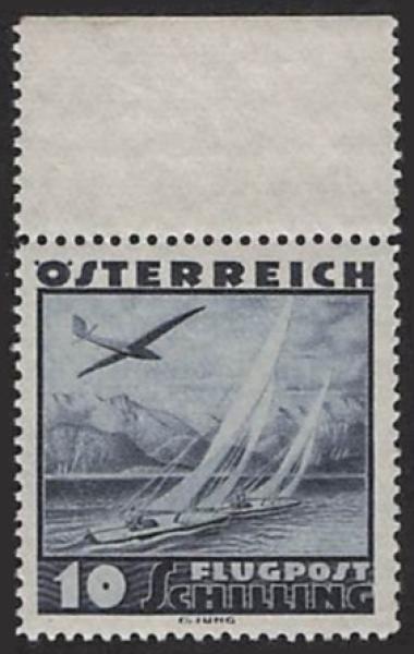 ANK 0612 Airmail 1935, value 10 Schilling top margin piece