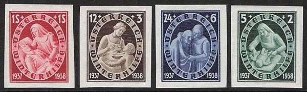 ANK 642 U – 645 U 1937 Winterhilfe IV ungezähnt