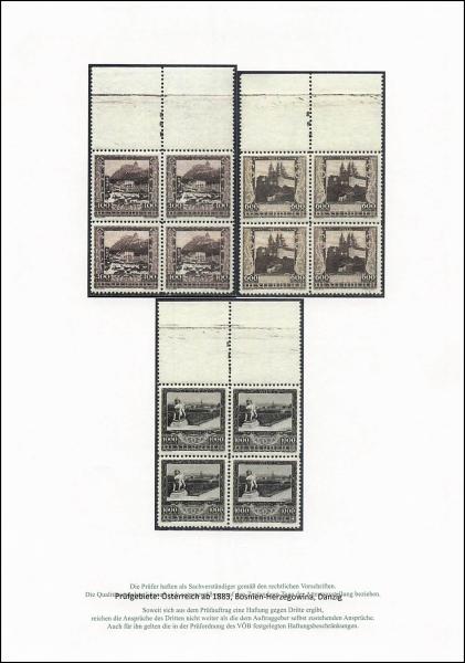 ANK 0433-441 1923 Wohlfahrtsausgabe Landeshauptstädte - 4er Blocks Randstücke oben - TOP Werte geprüft
