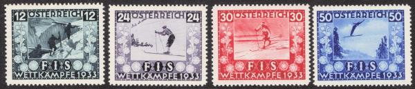 ANK 0551-0554 FIS I. FIS-Wettkämpfe Innsbruck 1933 kompletter Satz mit Falz