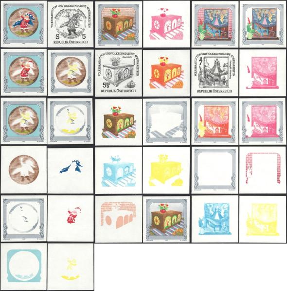 ANK 2104 Ph U / 2106 Ph U 1992 "Volksbrauchtum und volkskundliche Kostbarkeiten" ungezähnte Phasendrucke