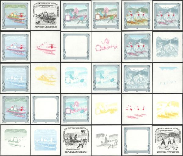 ANK 2130 Ph U / 2132 Ph U 1992 "Volksbrauchtum und volkskundliche Kostbarkeiten" ungezähnte Phasendrucke