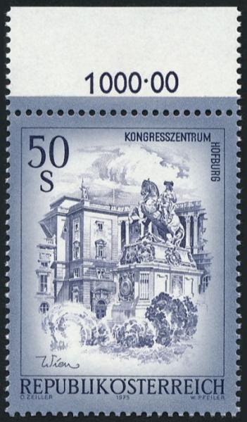 ANK 1601b Österreich 1998 – 50 Schilling „Schönes Österreich“ blaugrau – postfrisch mit Randziffer 1000,00 und Foto-Kurzbefund