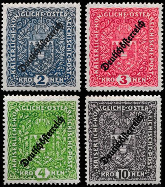 ANK 0243-0246.1919 German-Austrian crown values