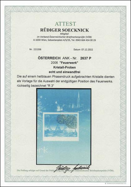 ANK 2637 P 2006 „Feuerwerk“ Kristall-Proben