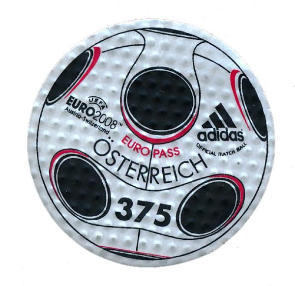 ANK 2750b round stamp "UEFA EURO 2008 - Adidas" with brown-yellow backing foil on the reverse side