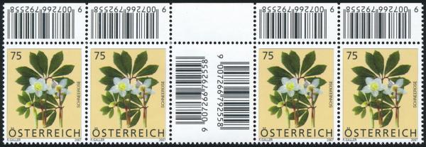ANK 2659 ZW – Österreich 2007 – 75 Cent „Schneerose“ – oberes waagrechtes Zwischenstegpaar