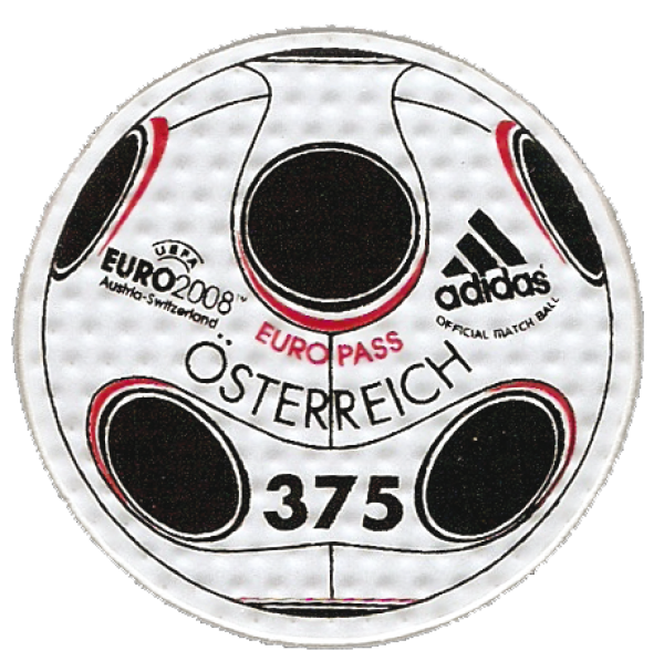 ANK 2750 Österreich 2008 – UEFA EURO 2008 Adidas – Selbstklebende runde Briefmarke aus Polyurethan-Leder