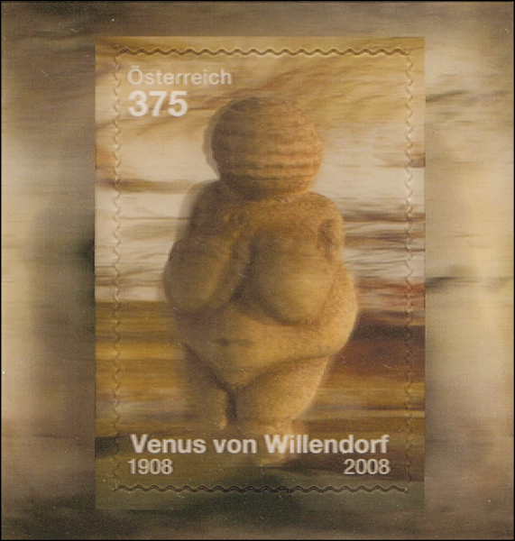 ANK 2786 Österreich 2008 – Block 50 „Venus von Willendorf“ – Lentikularblock – Innovative Briefmarke – postfrisch