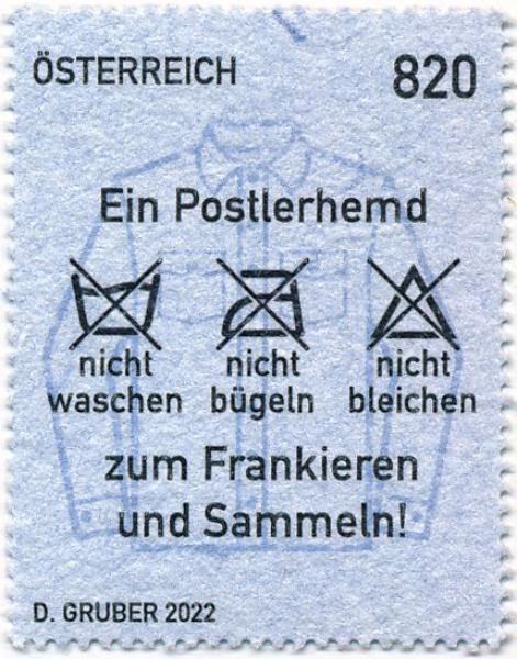 ANK 3703 Österreich 2022 – Postlerhemd – Selbstklebende Sondermarke aus recycelten Postuniformen