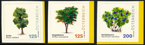 ANK 3915–3917 Österreich 2026 – Freimarken „Bäume und Sträucher“ – Ergänzungswerte – kompletter Satz (3 Werte) – selbstklebend