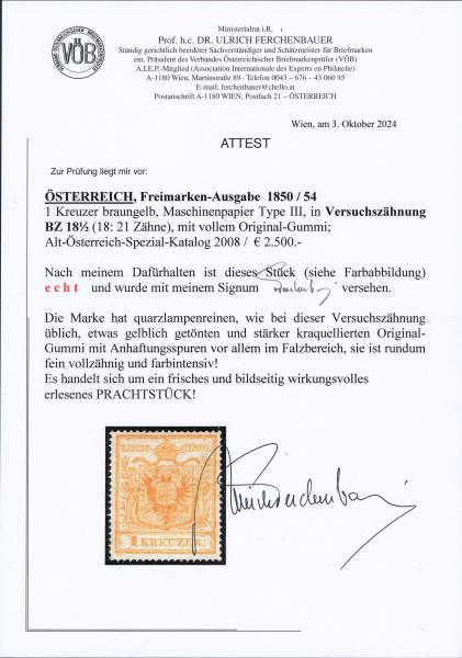 Lombardy-Venetia, definitive stamp issue 1858/59 2 soldi yellow, Type II, unused