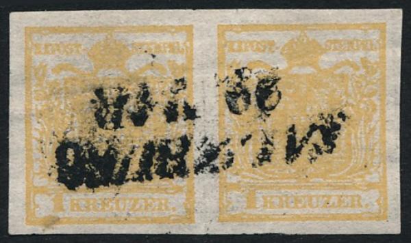 ANK 001 Type I 1 Kreuzer 1850 in horizontal pair