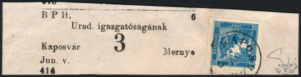 ANK 006 Type III on complete wrapper 0.6 Kreuzer 1851/56