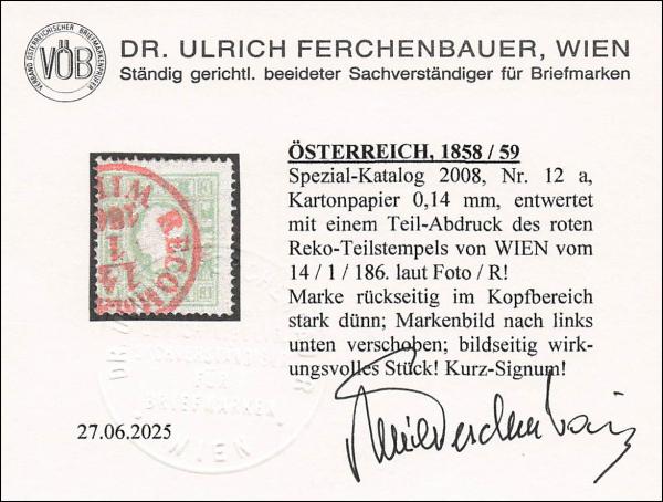 ANK 012 3 Kreuzer 1858/59