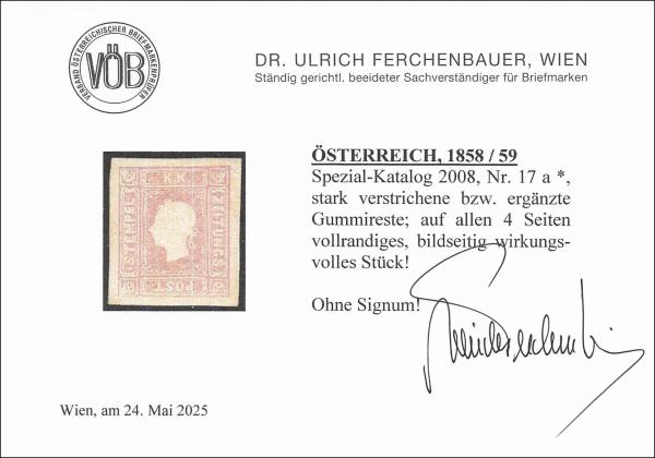 ANK 017 Newspaper Tax Stamp 1858/59