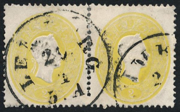 ANK 018 2 Kreuzer 1861 in horizontal pair