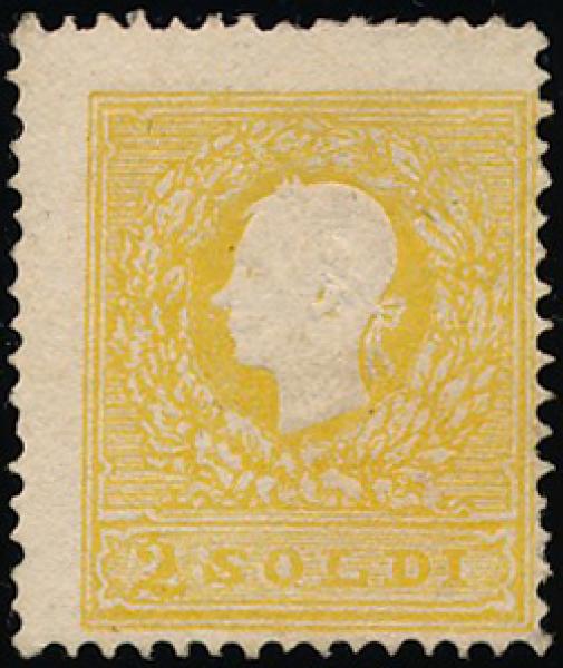 ANK LV 006 II b LOMBARDY-VENETIA, 1858/59 No. 6 II b*, dark yellow