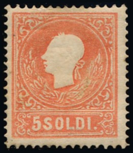 ANK LV 009 II a 5 SOLDI ÖSTERREICH, 1858/59 Nr. 9 II a *, (hell)rot