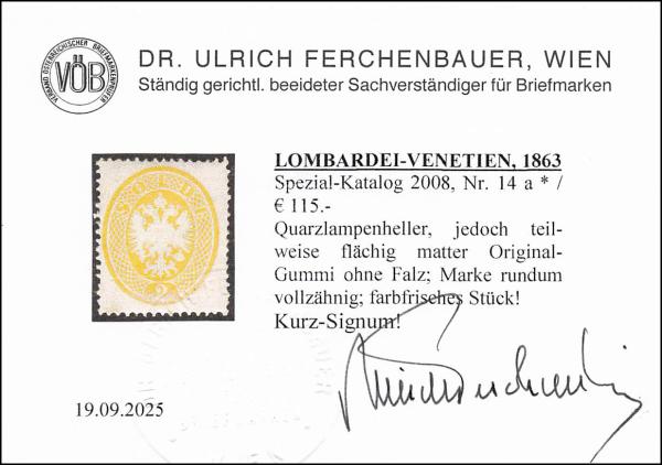 ANK LV 014 a 2 Soldi 1863 postfrisch