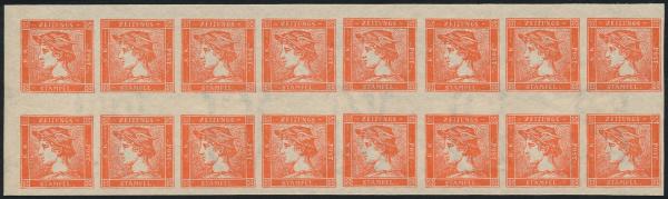 ANK ND 06–09 Österreich – Zeitungsstempel-Neudrucke – 16er-Einheiten mit Wasserzeichen – sehr selten