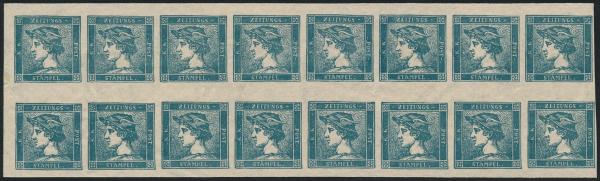 ANK ND 06–09 Österreich – Zeitungsstempel-Neudrucke – 16er-Einheiten mit Wasserzeichen – sehr selten