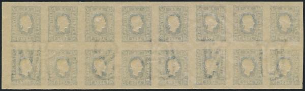 ANK ND 17 Österreich – Zeitungsstempel-Neudruck – 16er-Einheit mit waagrechtem Wasserzeichen – sehr selten