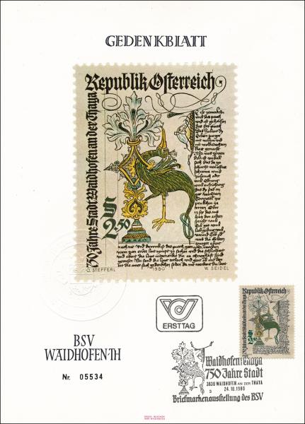 Maximum Gedenkblatt BSV Waidhofen/Thaya nummeriert