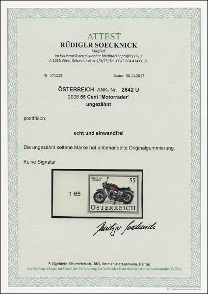 ANK 2642 U 2006 55 Cent “Motorräder” ungezähnt