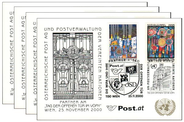 4 special postcards of the UN in combination with the ÖPT
