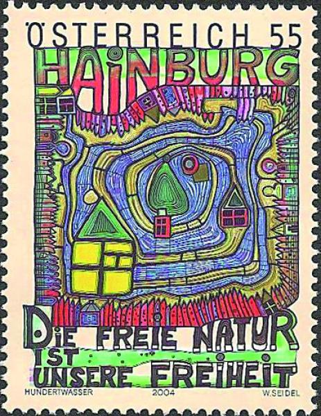 4 pieces of Hundertwasser stamps