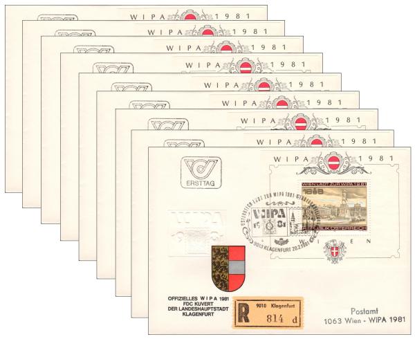 WIPA 1981 on 9 different FDC's