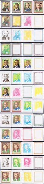 ANK 2085 U + Ph U – 2088 U + Ph U Naturwissenschaflter komplette Serie = 4 Marken UNGEZÄHNT