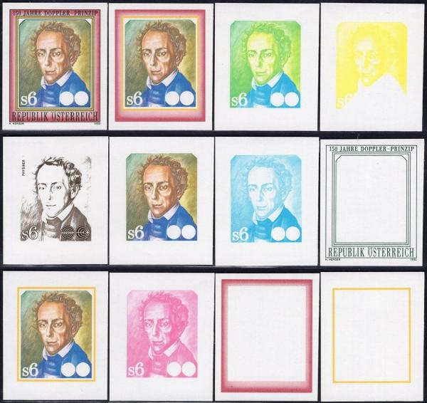 ANK 2085 U + Ph U – 2088 U + Ph U Naturwissenschaflter komplette Serie = 4 Marken UNGEZÄHNT