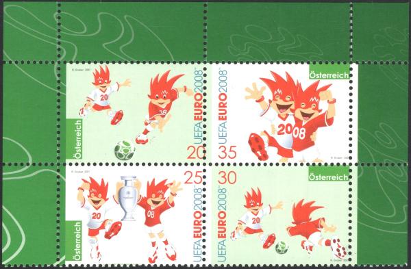 ANK 2692-2695 / ANK Block Nr. 42 Blockausgabe: Fußball-Europameisterschaft 2008 - STARK VERZÄHNT